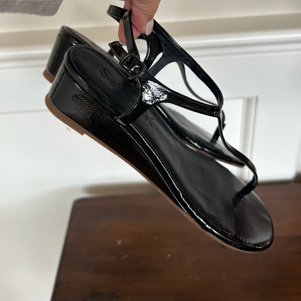 Splendid Patent sandals worn once